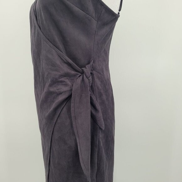By the Way Desiree Faux Suede Wrap Dress -Black - Picture 6 of 12